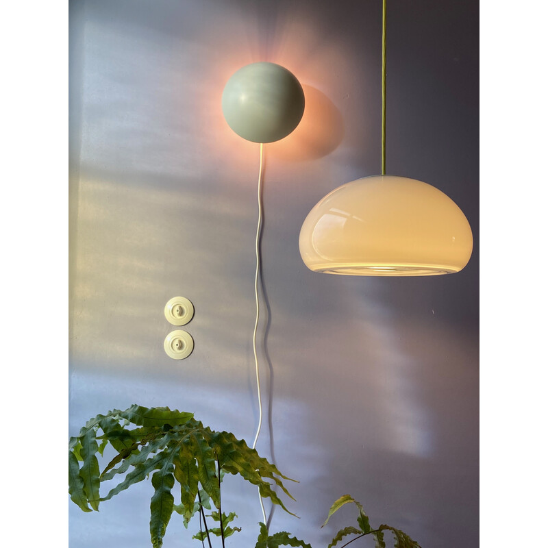 Vintage opaline glass pendant lamp by Per Lütken for Holmegaard, Denmark 1980s