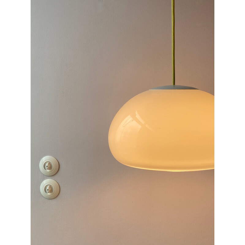 Vintage opaline glazen hanglamp van Per Lütken voor Holmegaard, Denemarken 1980