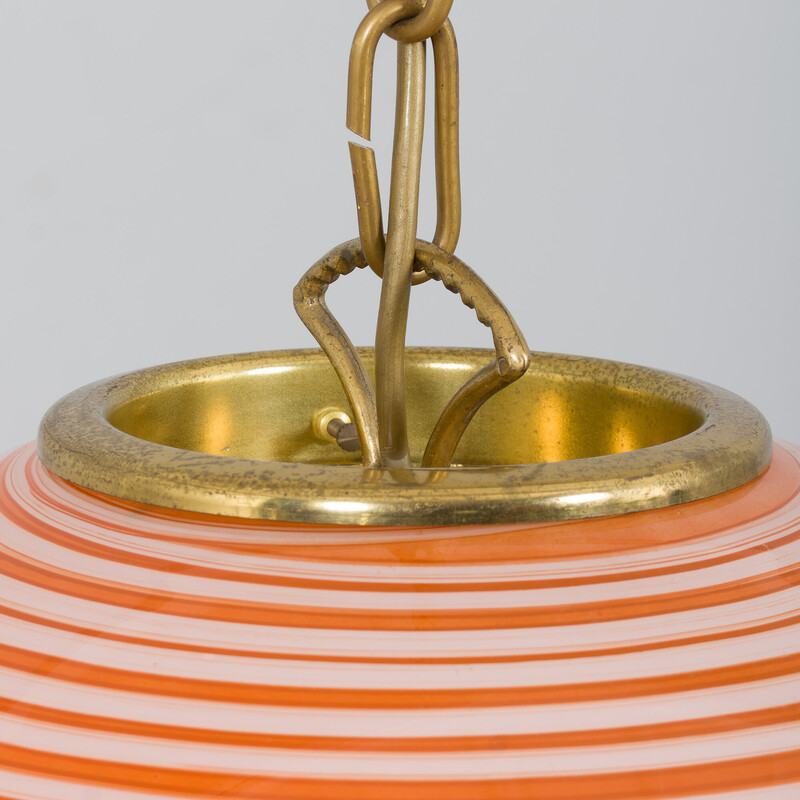 Lámpara colgante italiana vintage de cristal de Murano de colores, años 70