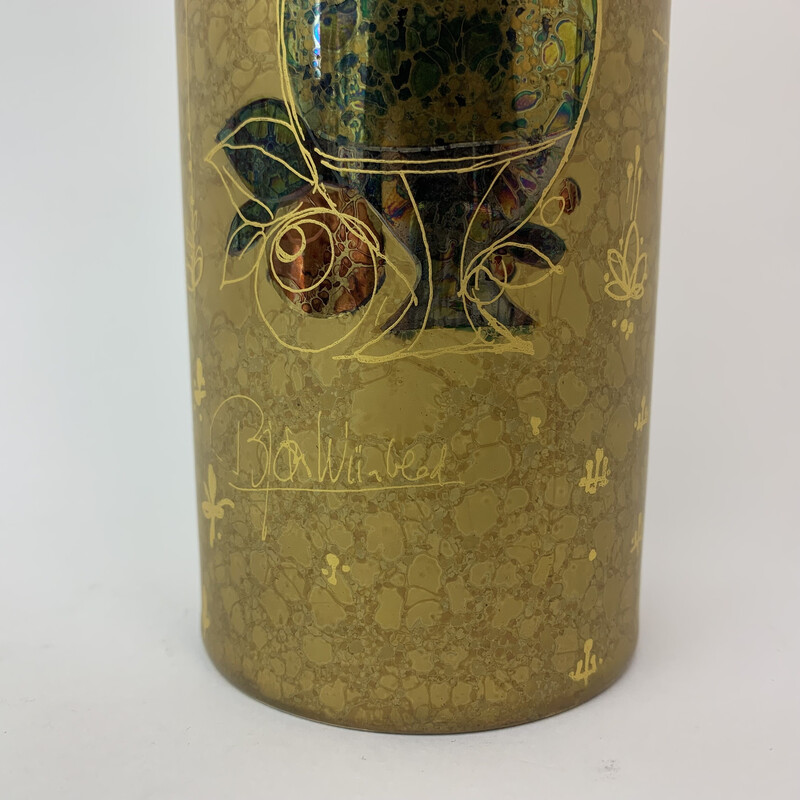 Vase vintage dorée de Bjørn Wiinblad pour Rosenthal, 1970