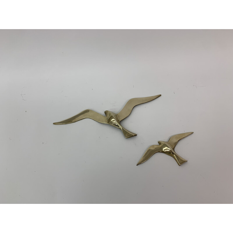 Pair of vintage brass wall sculptures, 1970s