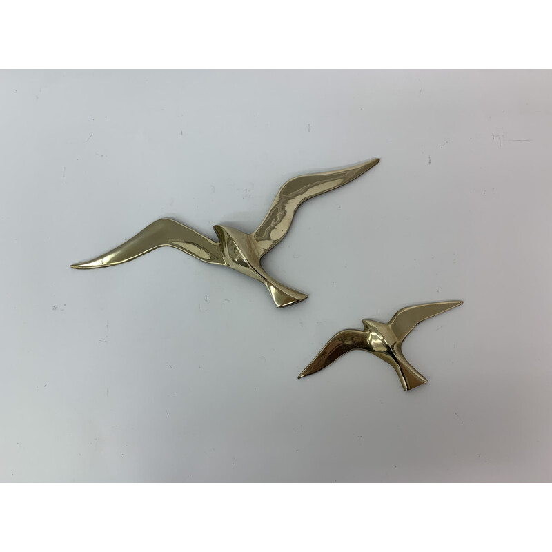 Pair of vintage brass wall sculptures, 1970s