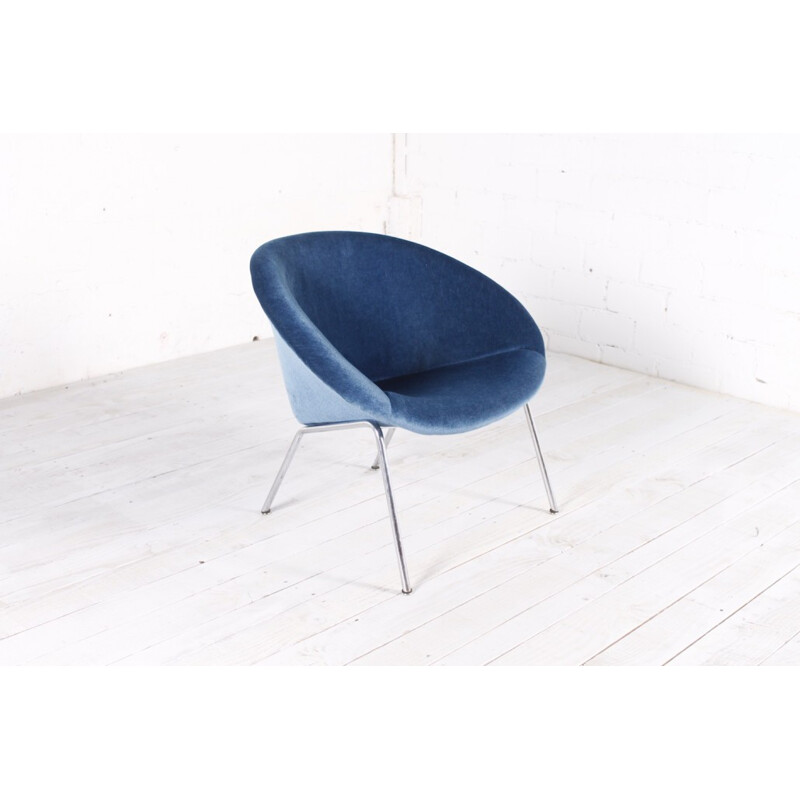 Blue velvet easy chair model 369 produced by Walter Knoll - 1950s