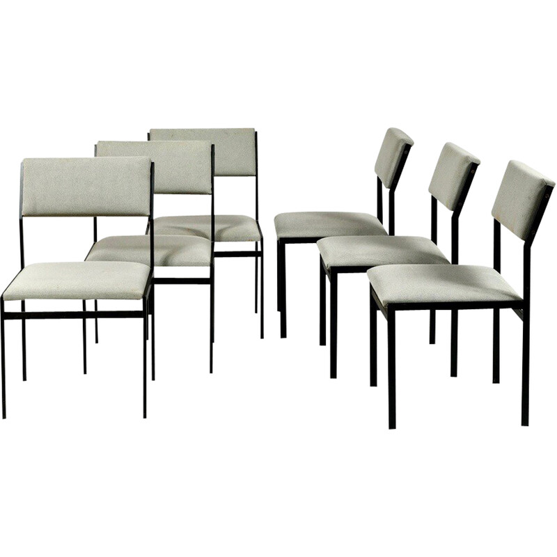 Set of 6 vintage sm07 chairs in steel and metal by Cees Braakman for Pastoe, 1960s