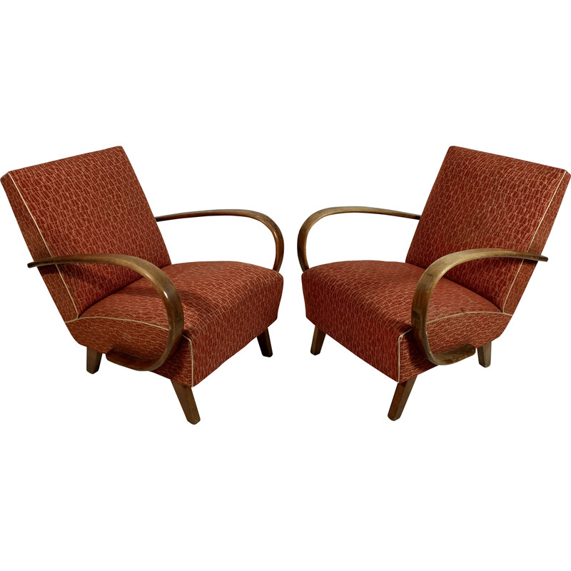 Pair of vintage armchairs model H-227 by Jindrich Halabala for Up Závody, 1950s