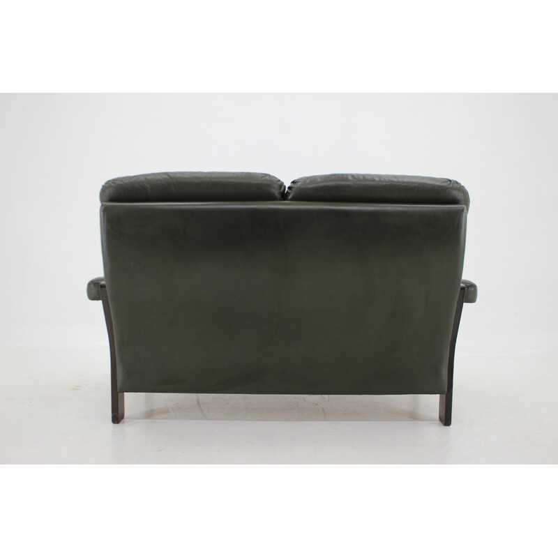 2 seater vintage leather sofa, Denmark 1970s