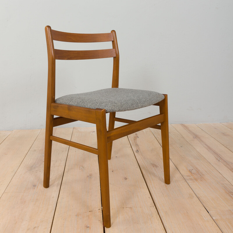 Set of 4 vintage danish wood and wool chairs by Sax, Denmark 1960s