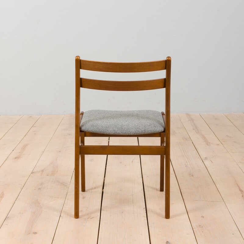 Set of 4 vintage danish wood and wool chairs by Sax, Denmark 1960s