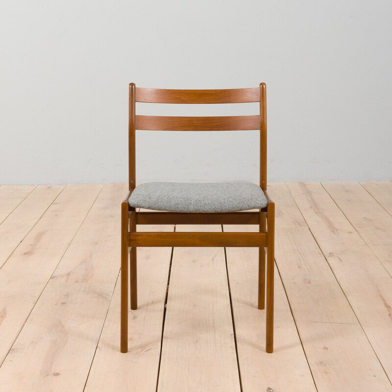 Set of 4 vintage danish wood and wool chairs by Sax, Denmark 1960s