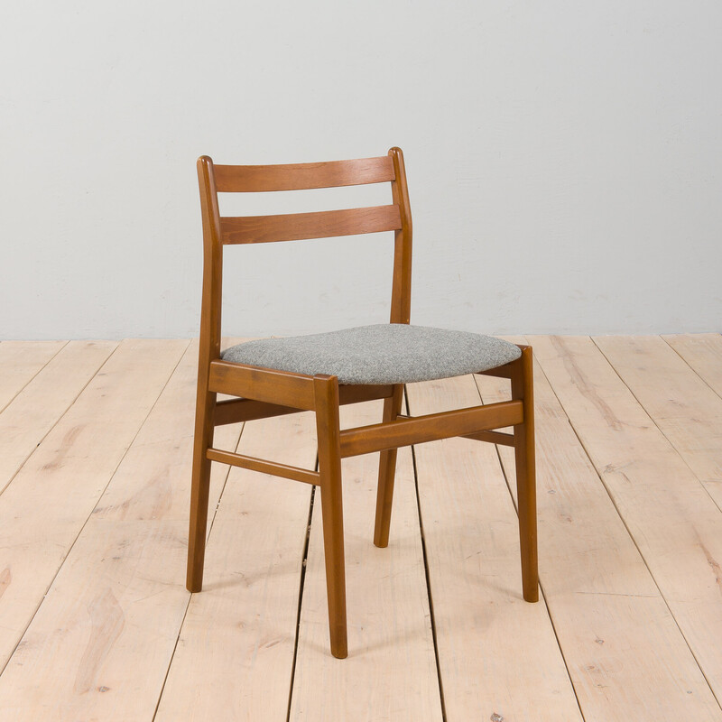 Set of 4 vintage danish wood and wool chairs by Sax, Denmark 1960s