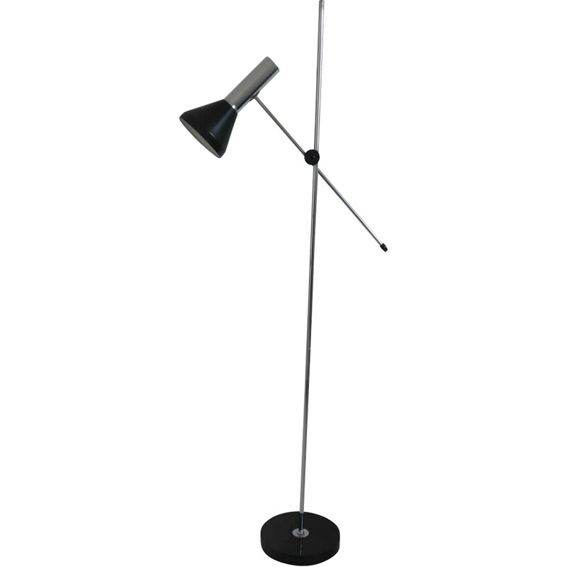 Vintage chrome and black lacquered metal floor lamp, Germany 1960s