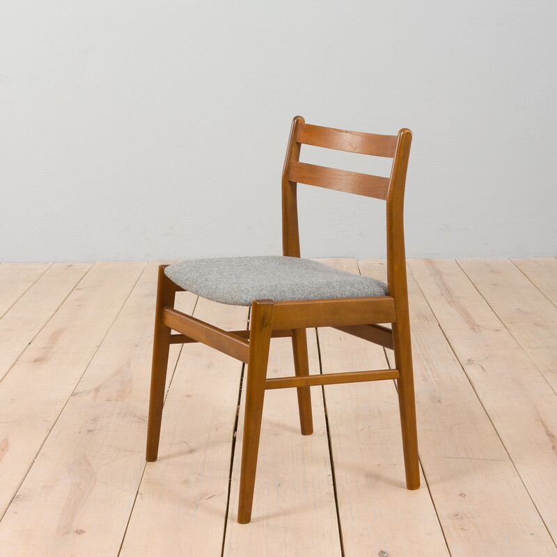 Set of 4 vintage danish wood and wool chairs by Sax, Denmark 1960s