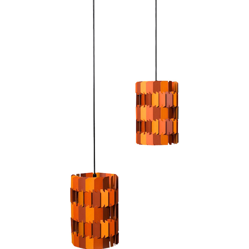 Pair of vintage "Facet Pop" pendant lamps by Louis Weisdorf for Lyfa, Denmark 1960