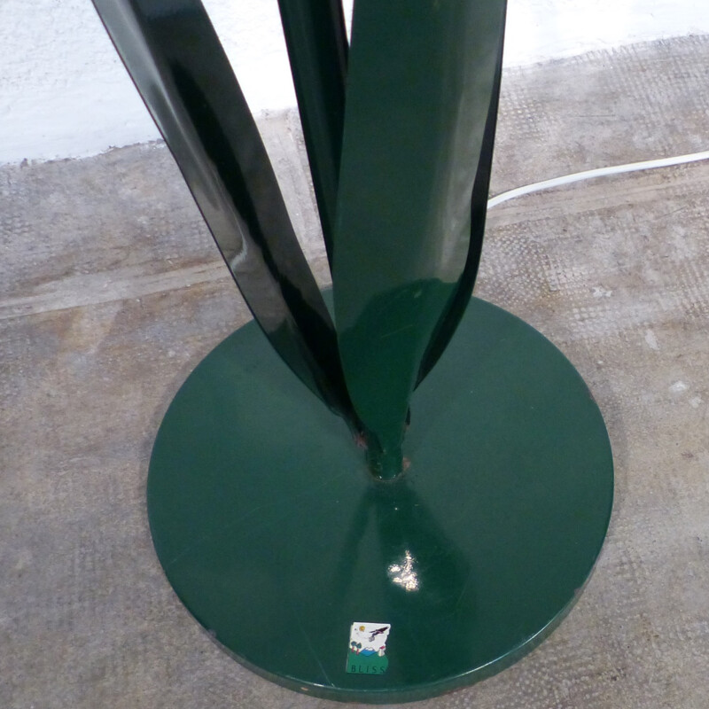 Green flower-shaped floor lamp in metal - 1980s