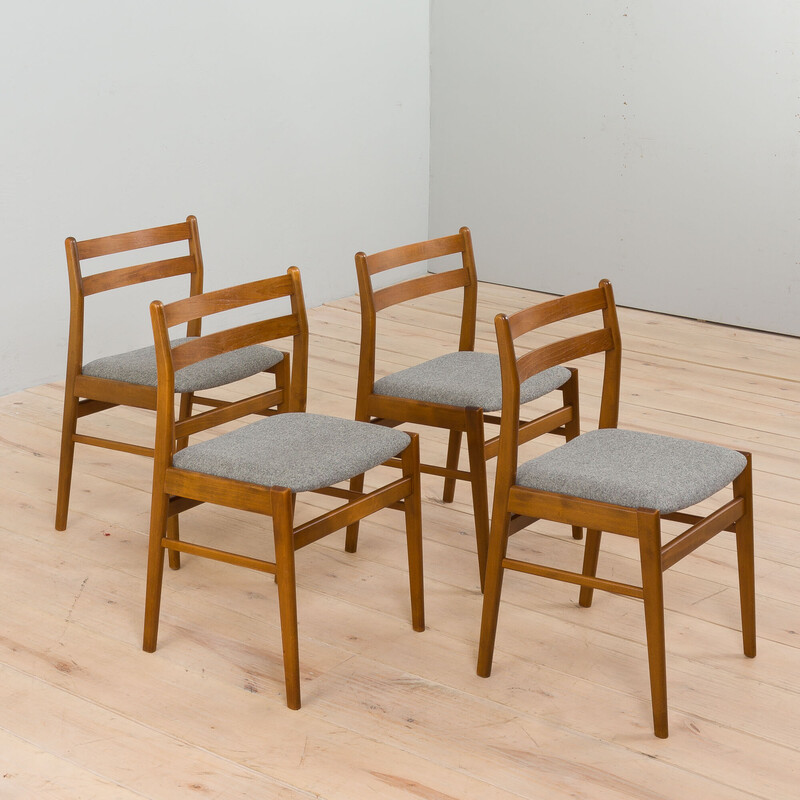 Ensemble de 4 chaises vintage danoises en bois et laine par Sax, Danemark 1960