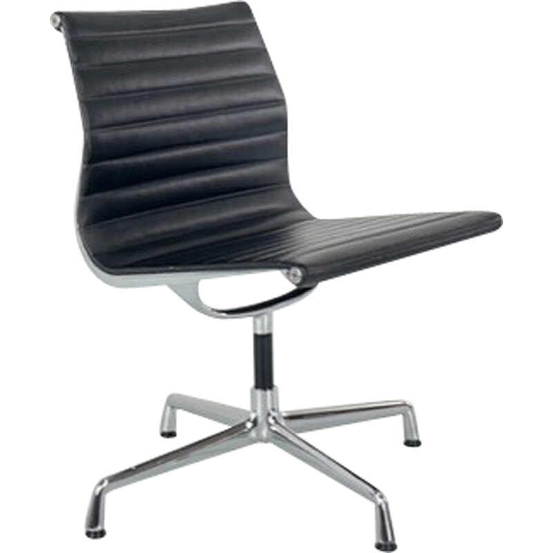 Vintage Ea 105 leather desk chair by Charles and Ray for Vitra, Usa 1958s