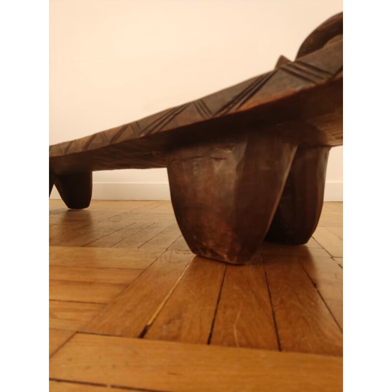 Vintage bench in carved wood by Senoufo