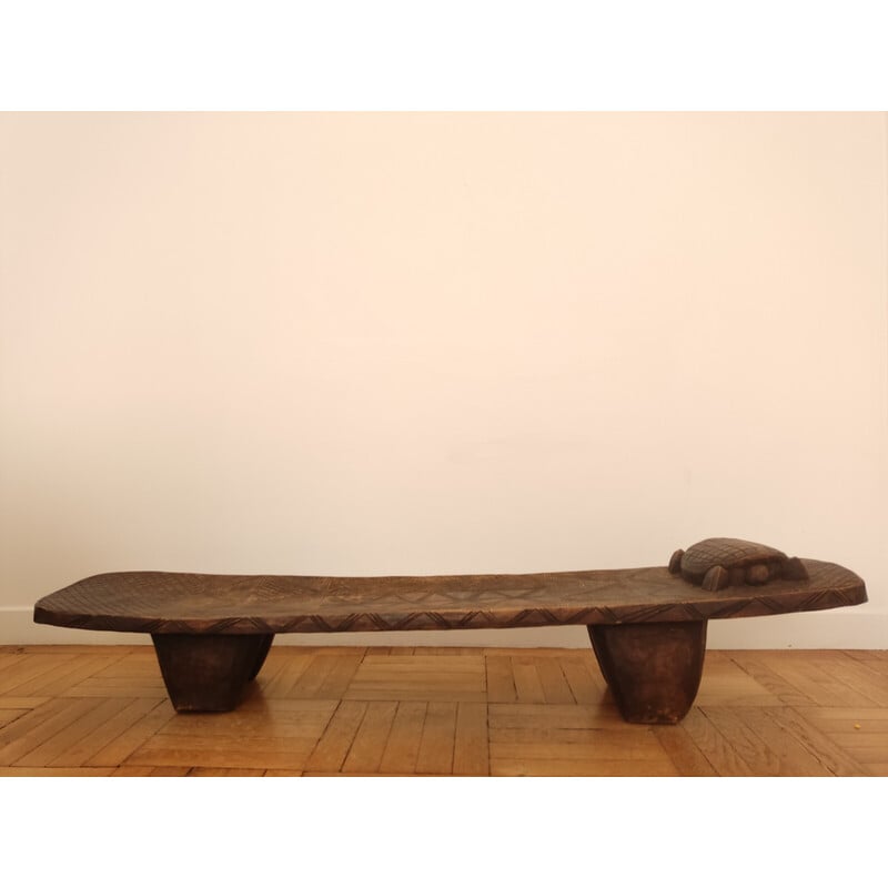 Vintage bench in carved wood by Senoufo