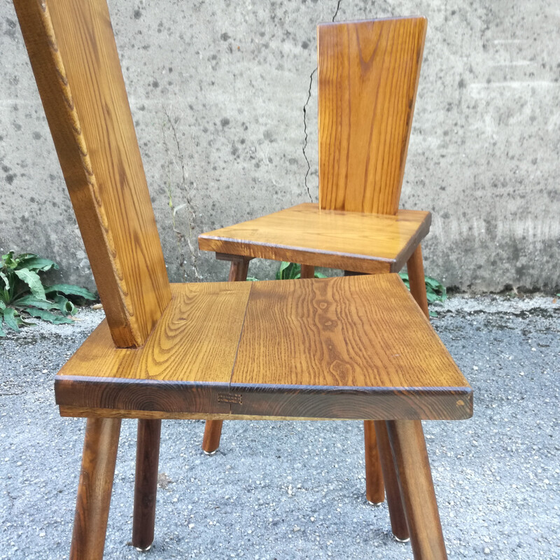 Pair of vintage french oakwood chairs