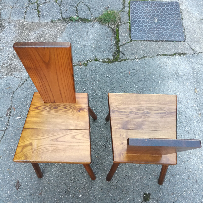 Paire de chaises vintage français en chêne