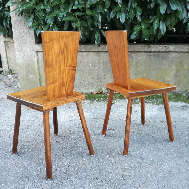 Paire de chaises vintage français en chêne