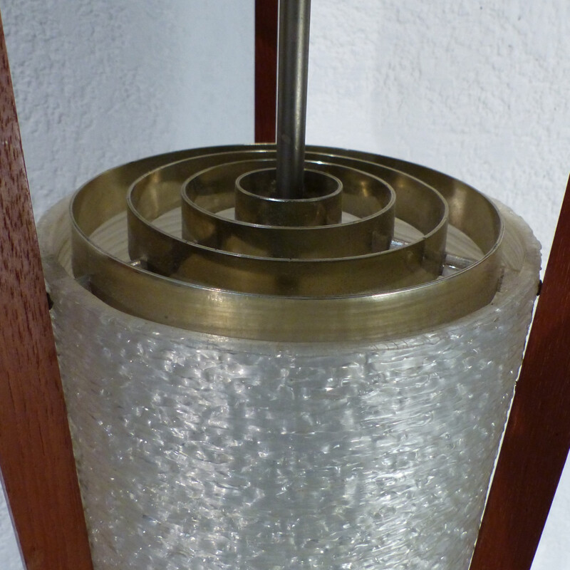 White floor lamp in teak and plexiglas - 1960s