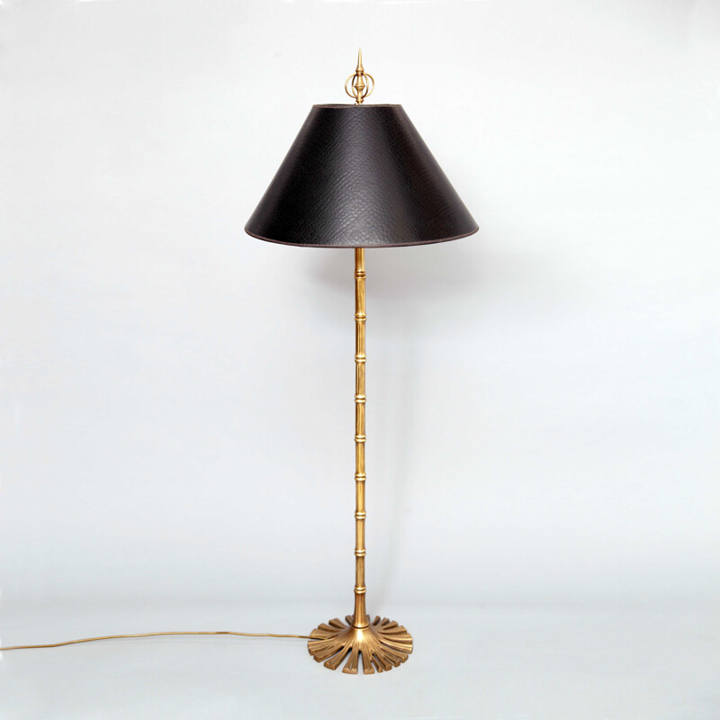 Lampadaire en bambou et laiton massif produit par Chapman - 1970