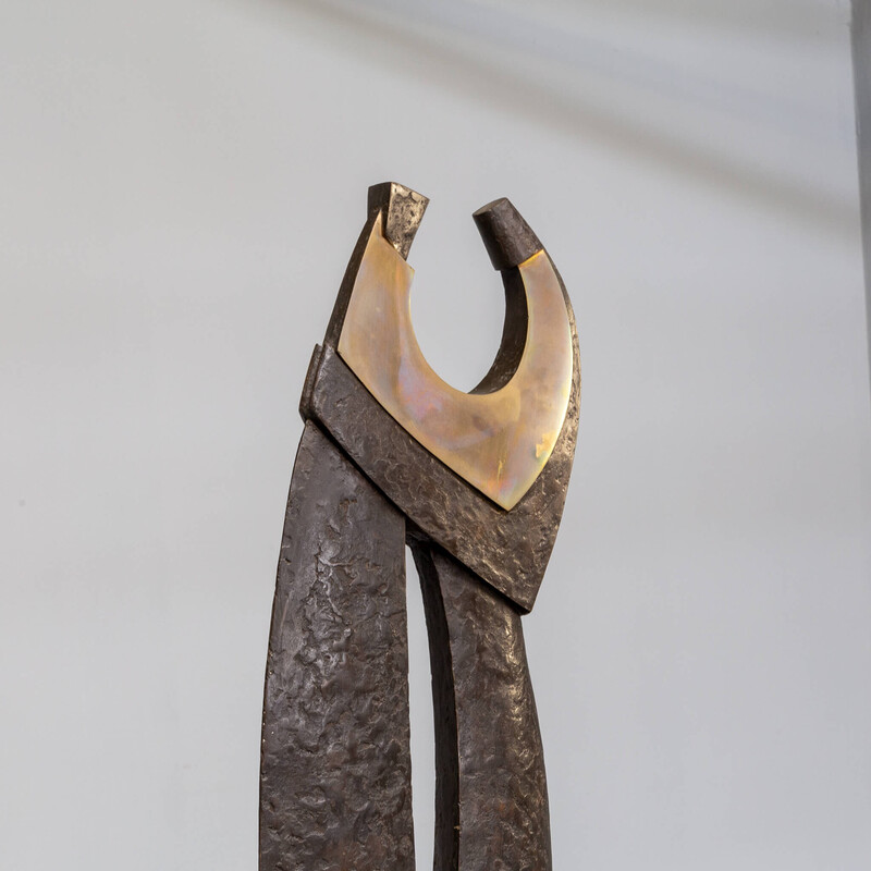 Oeuvre vintage en laiton et bronze appelée "toenadering" par Hans Versteeg