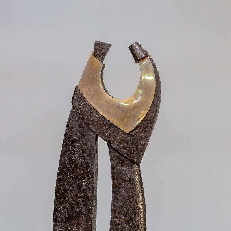 Vintage brass and bronze artwork called "toenadering" by Hans Versteeg