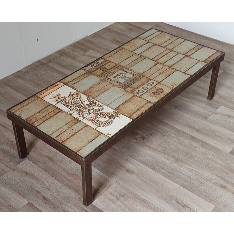 Vintage ceramic coffee table by Roger Capron, 1960