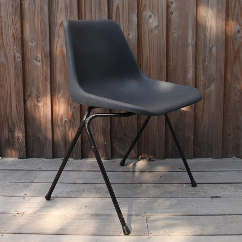 Set of 5 vintage grey plastic chairs by Robin Day for Hille