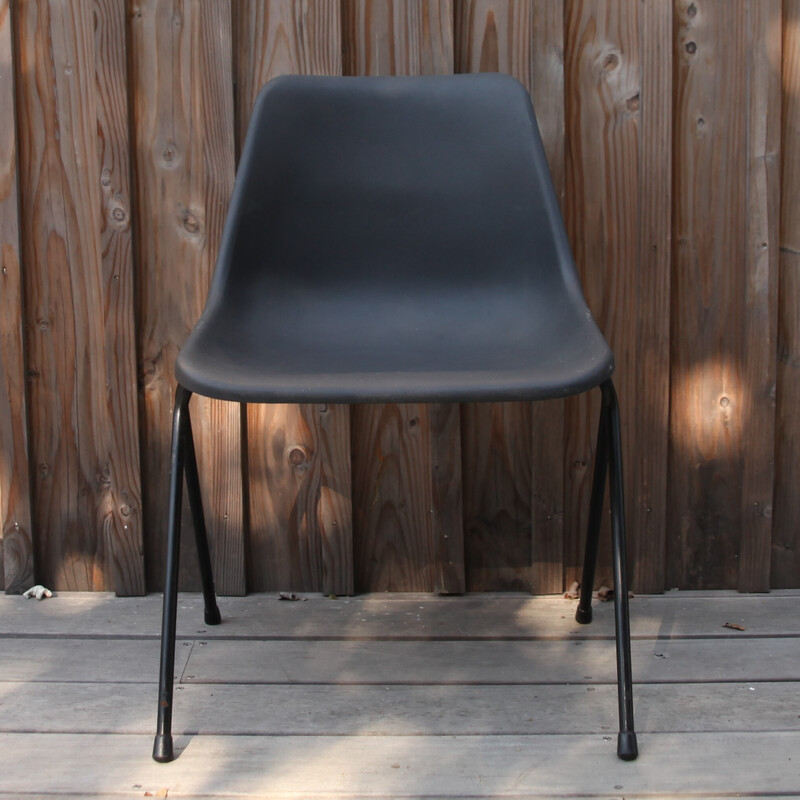 Conjunto de 5 cadeiras de plástico cinzento vintage da Robin Day para Hille