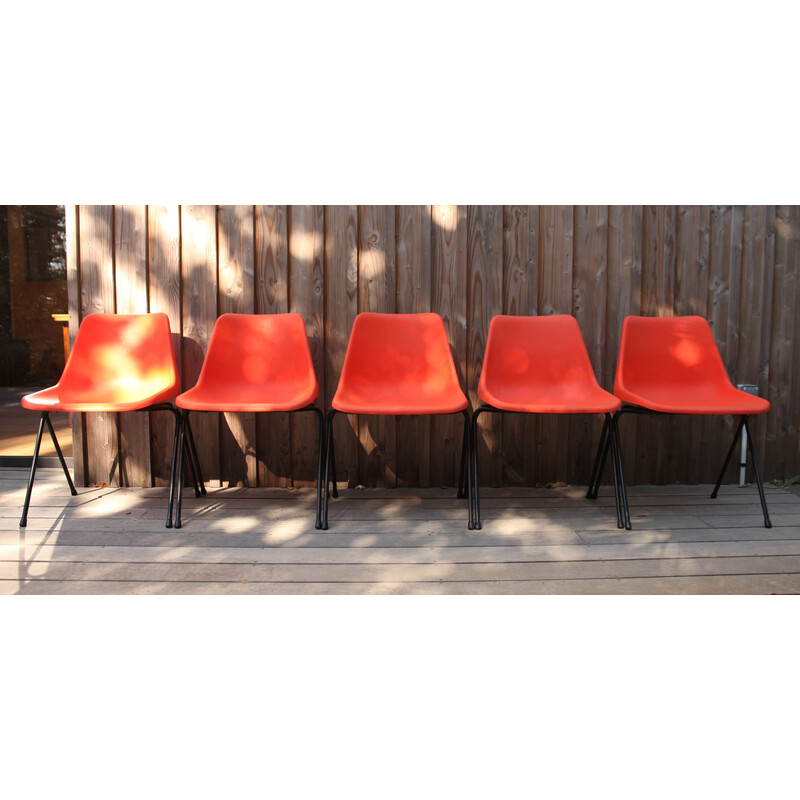 Set of 5 vintage chairs by Robin Day for Hille