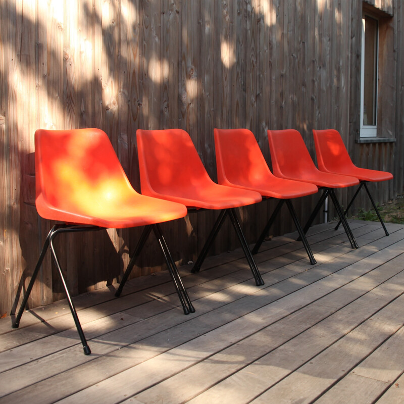 Set of 5 vintage chairs by Robin Day for Hille