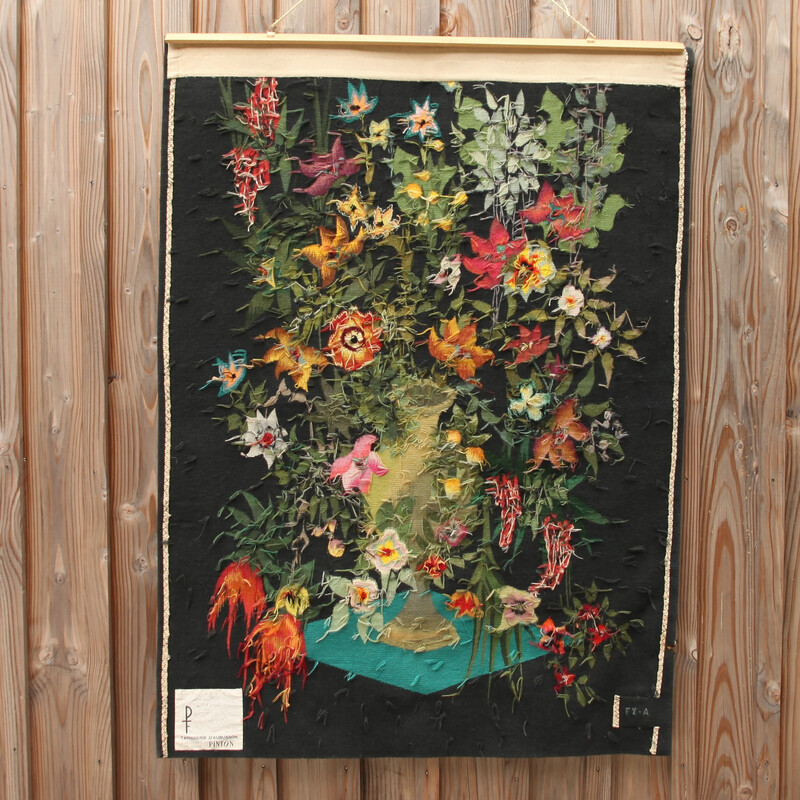 Tapisserie vintage d'aubusson à décor floral