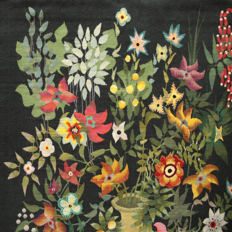 Tapisserie vintage d'aubusson à décor floral