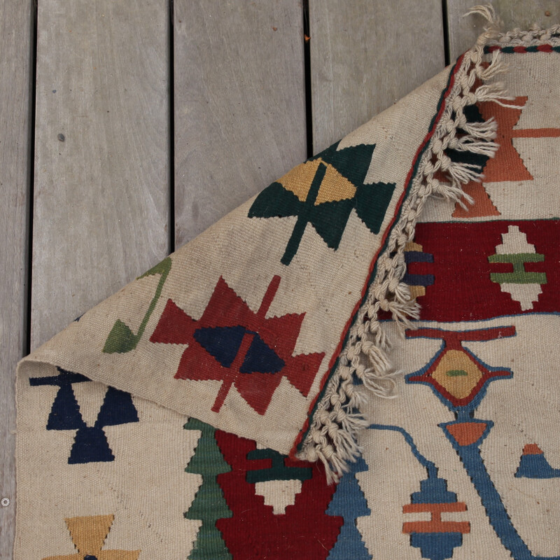 Tapete Vintage Kilim em lã policromada