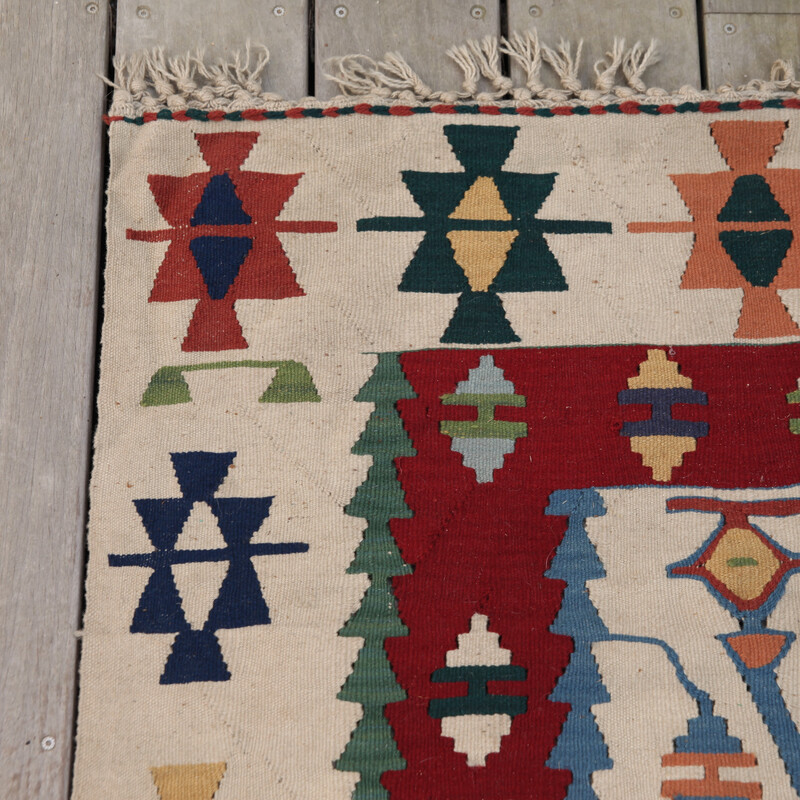 Alfombra Kilim vintage de lana policromada