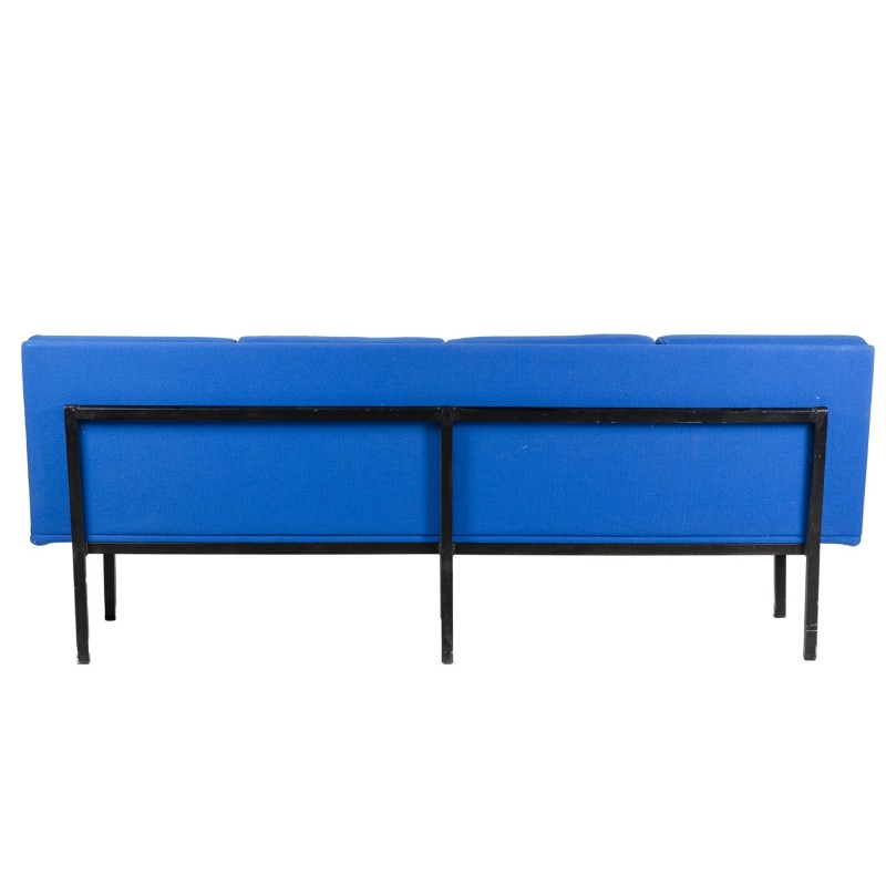 Banquette à dossier vintage en tissu bleue, 1960