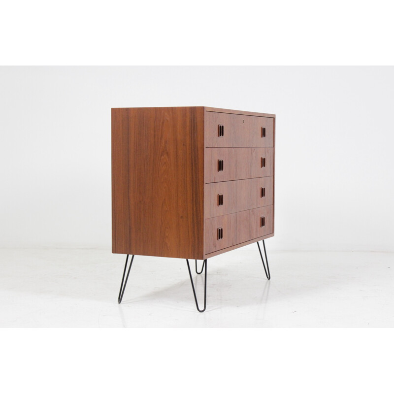 Danish teak chest of drawers with hairpin legs - 1960s 