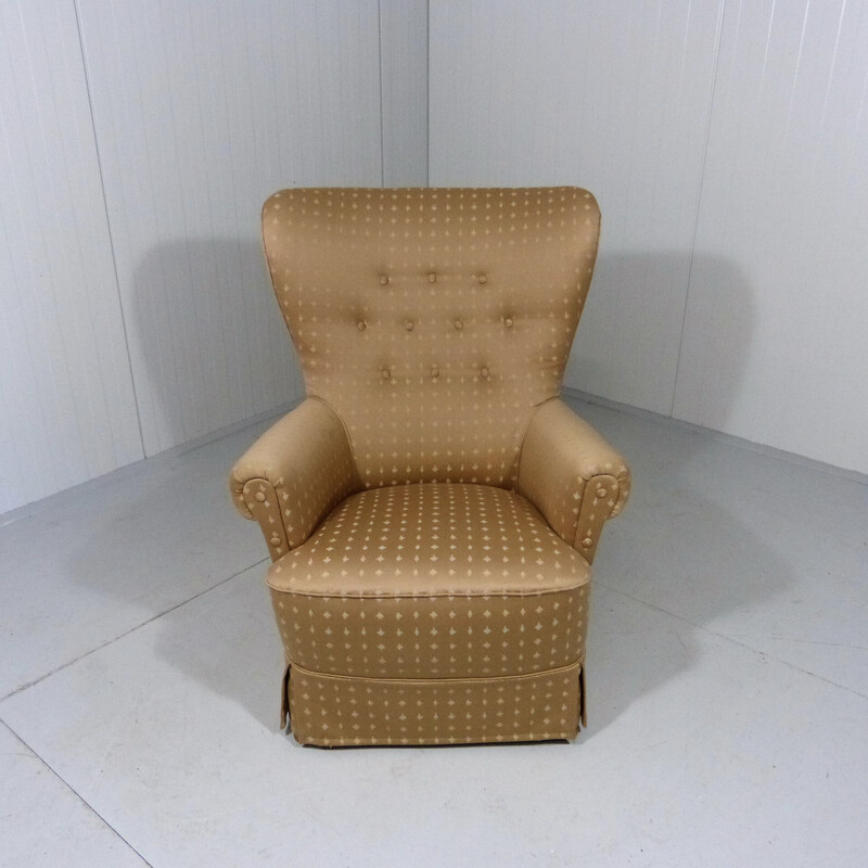 Cadeira Vintage lounge em madeira e tecido por Theo Ruth para Artifort, Holanda 1950