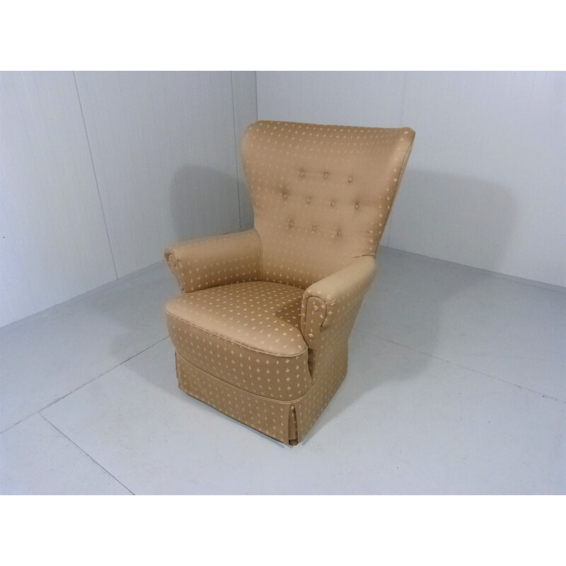 Fauteuil lounge vintage en bois et tissu par Theo Ruth pour Artifort, Pays-Bas 1950