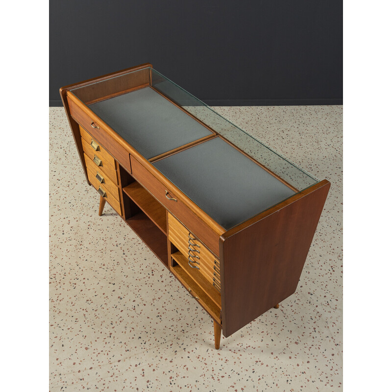 Vintage walnut veneer and leatherette jewellery display cabinet for Emde Ladenbau, Germany 1950s