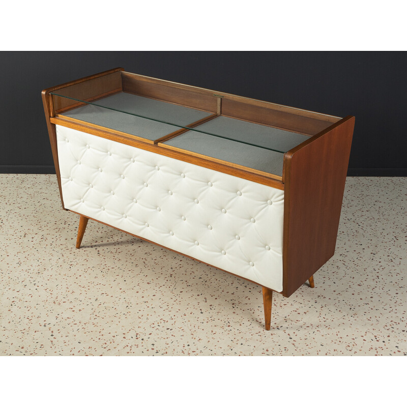 Vintage walnut veneer and leatherette jewellery display cabinet for Emde Ladenbau, Germany 1950s