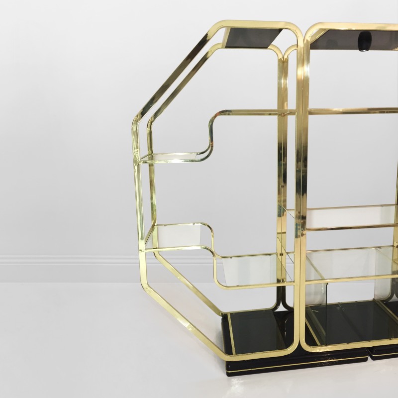 Vintage brass and glass display cabinet, 1970-1980s