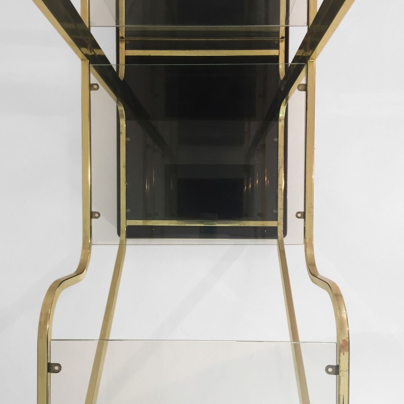Vintage brass and glass display cabinet, 1970-1980s