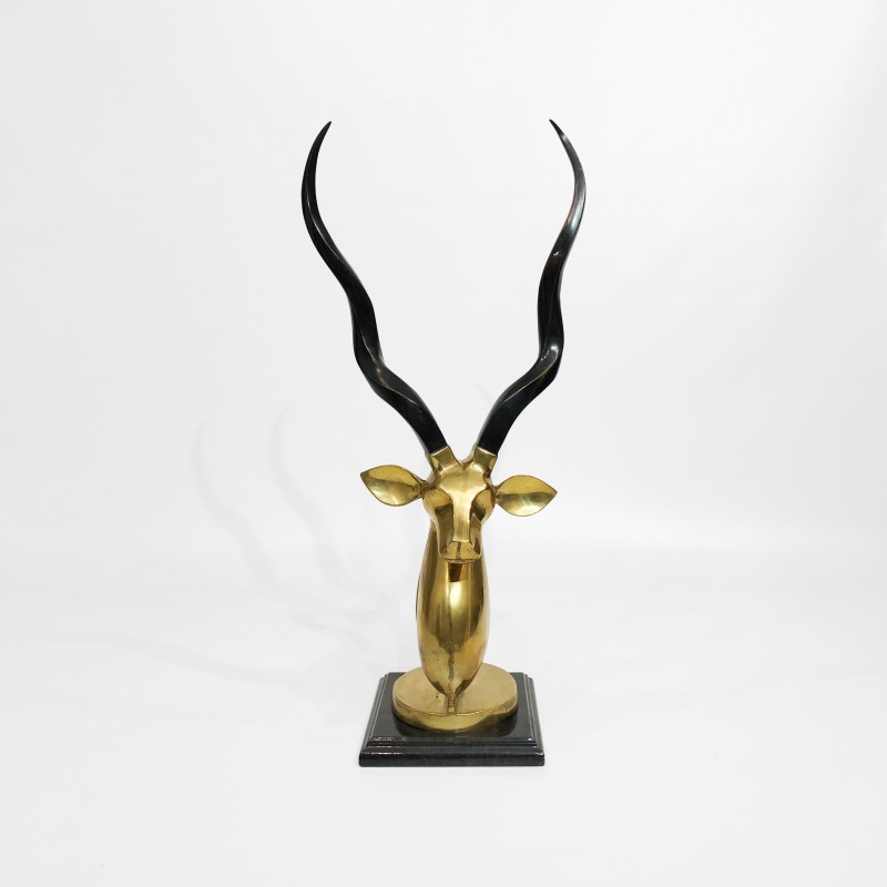 Sculpture tête d'antilope vintage en laiton, 1970