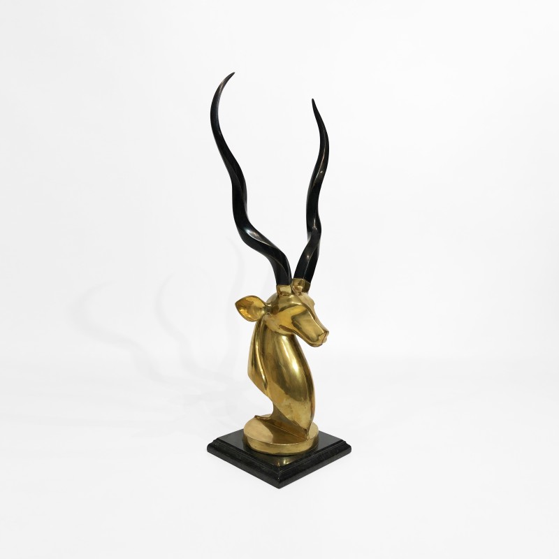 Vintage brass antelope head sculpture, 1970s
