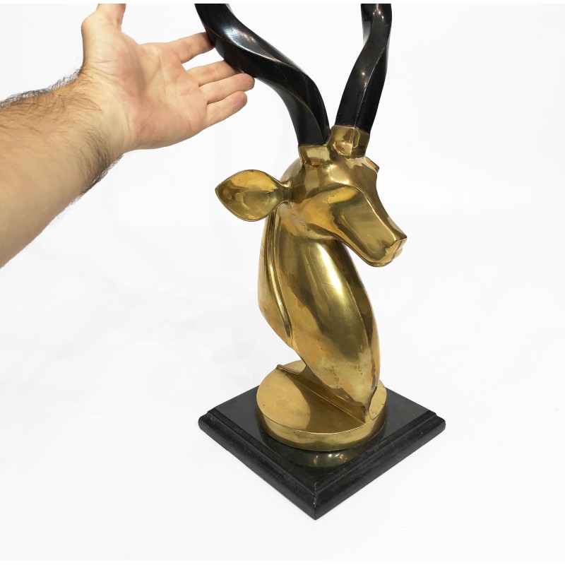 Vintage brass antelope head sculpture, 1970s