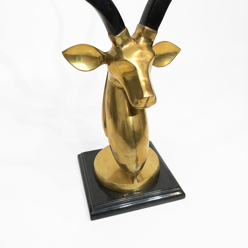 Sculpture tête d'antilope vintage en laiton, 1970